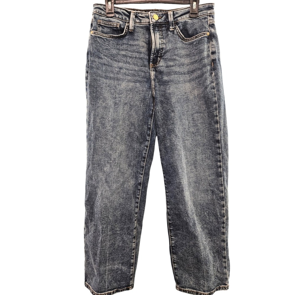 LC Lauren Conrad Super High Rise Straight Jeans Acid Wash Blue Size 10